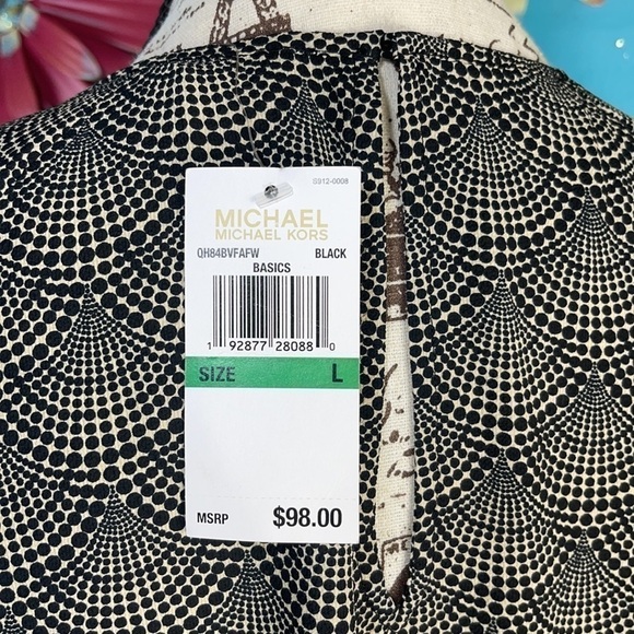 Michael Kors Textured Black Long-Sleeve Blouse w/ Seashell Print Top | Large - Picture 8 of 15